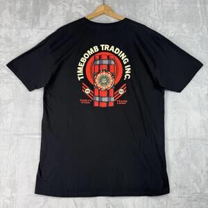 Obey Timebomb Trading Graphic T-Shirt Black Streetwear Print Men size XL Skater